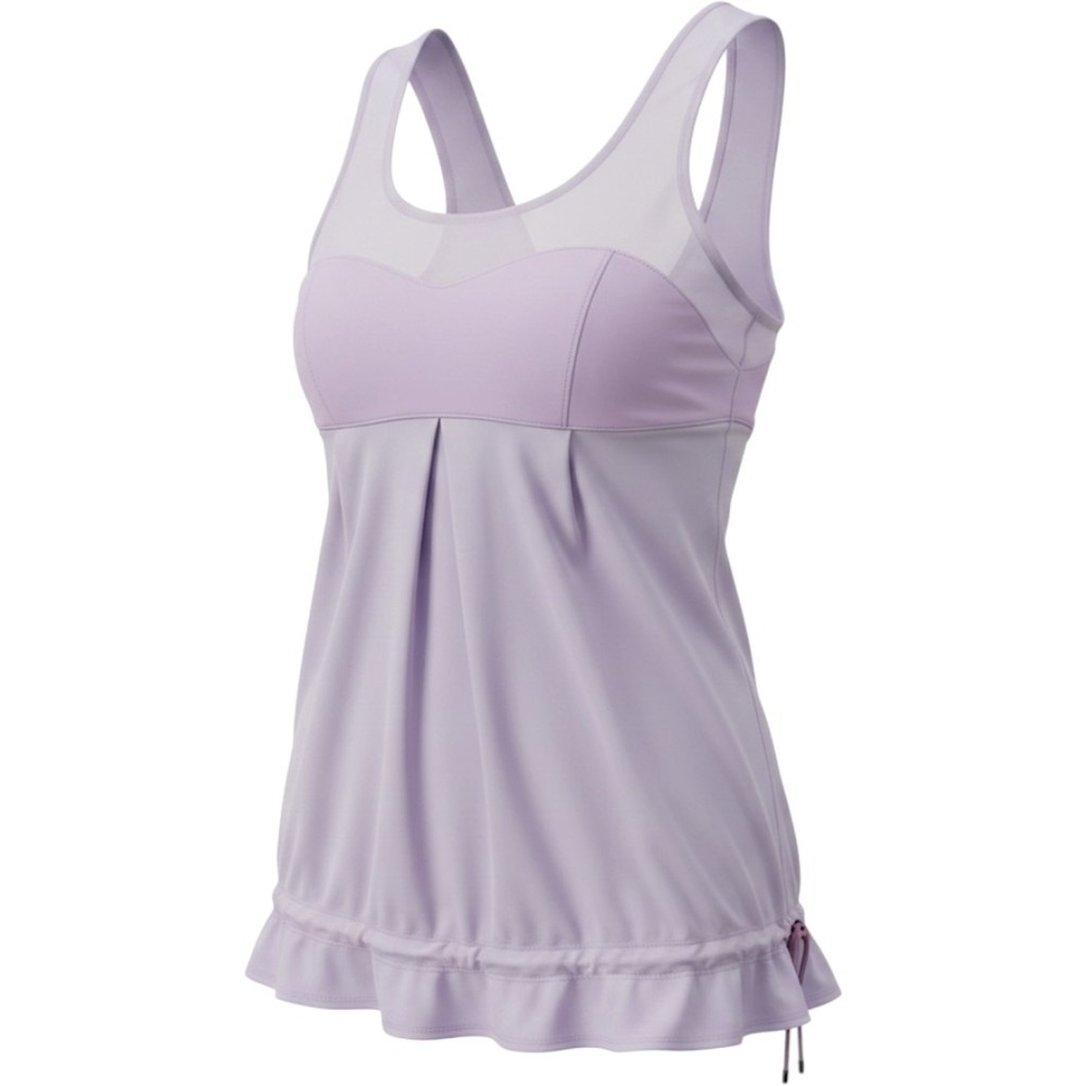 Lululemon Tank Top Women 4 Purple Mesh Ruffle Hem Empire Waist Cinch Athletic